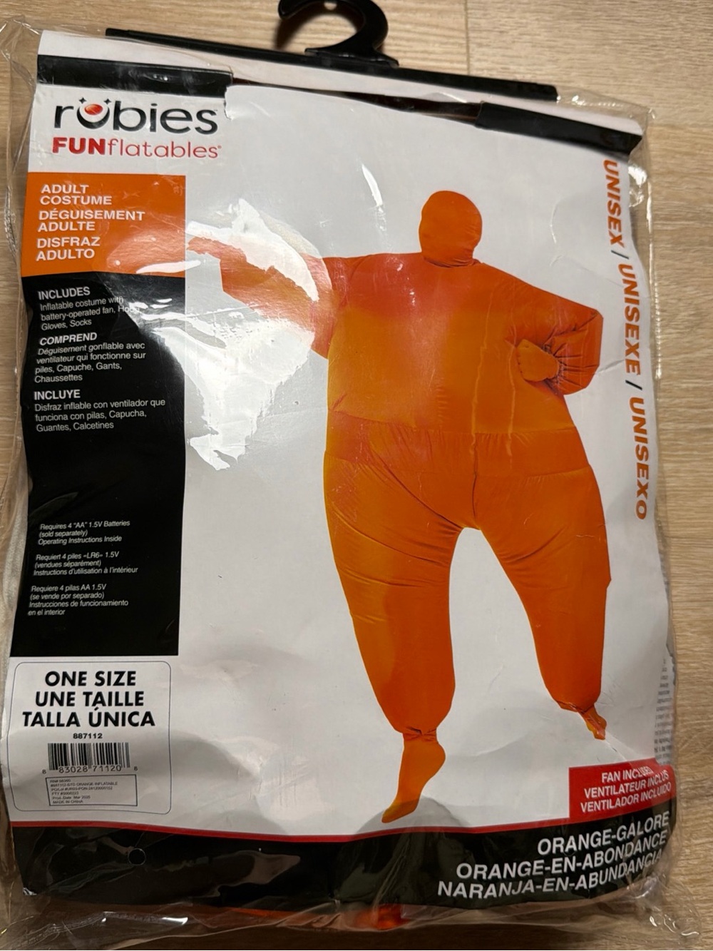 Rubies Adult Orange One Piece Inflatable Costume Chub Suit Halloween Outfit OS